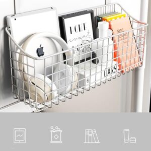 Nicunom 2 Pack Larger Grid Storage Baskets with Hooks, 15.4 inch Over Cabinet Door Organizer, Champagne Wire Basket Hanging Organizer Steel Wire Sink Organization for Kitchen & Bathroom