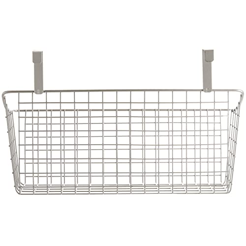 Nicunom 2 Pack Larger Grid Storage Baskets with Hooks, 15.4 inch Over Cabinet Door Organizer, Champagne Wire Basket Hanging Organizer Steel Wire Sink Organization for Kitchen & Bathroom