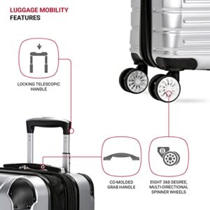 SwissGear 7782 Hardside Expandable Luggage with Spinner Wheels, Silver, Carry-On 20-Inch