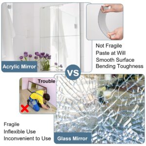 Self Adhesive Acrylic Mirror, Mirror Tiles,Flexible Plastic Mirror Sheets Wall Stickers,2MM Thick Mirror,Frameless Small Mirror, 4 Pack (6 x 9 inch)