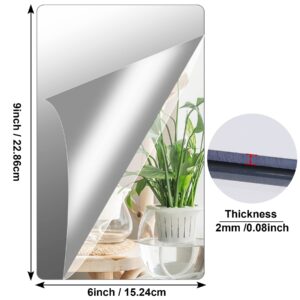 Self Adhesive Acrylic Mirror, Mirror Tiles,Flexible Plastic Mirror Sheets Wall Stickers,2MM Thick Mirror,Frameless Small Mirror, 4 Pack (6 x 9 inch)