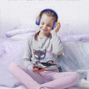 Kids Headphones Wired with Microphone for ipad Computer Laptop for Boys Girls Volume Limit Foldable Over Ear Headset for School 3.5mm Jack