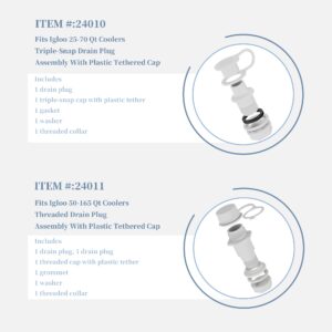 Cooler Replacement Parts Kit for Igloo coolers, Igloo cooler parts,Cooler Plastic Hinges, Cooler Latches and Screws Combo, Threaded Cooler Drain Plug and Triple-Snap Cooler Drain Plug