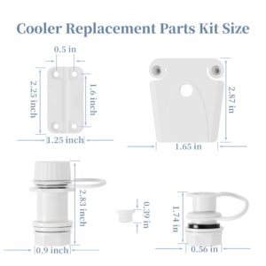 Cooler Replacement Parts Kit for Igloo coolers, Igloo cooler parts,Cooler Plastic Hinges, Cooler Latches and Screws Combo, Threaded Cooler Drain Plug and Triple-Snap Cooler Drain Plug