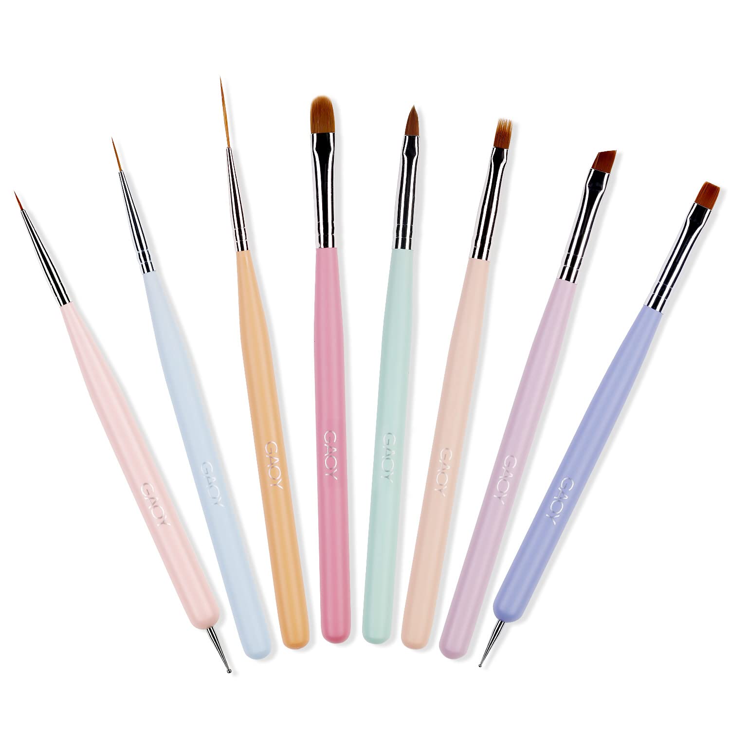 GAOY 8 Pcs Nail Brushes for Nail Art, Nail Design Tools for Nail Detail Painting, French Liner and Dotting Pens for Nail DIY