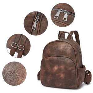 Telena Small Backpack Purse for Women Cute Mini Leather Backpack Travel Shoulder Bags Coffee