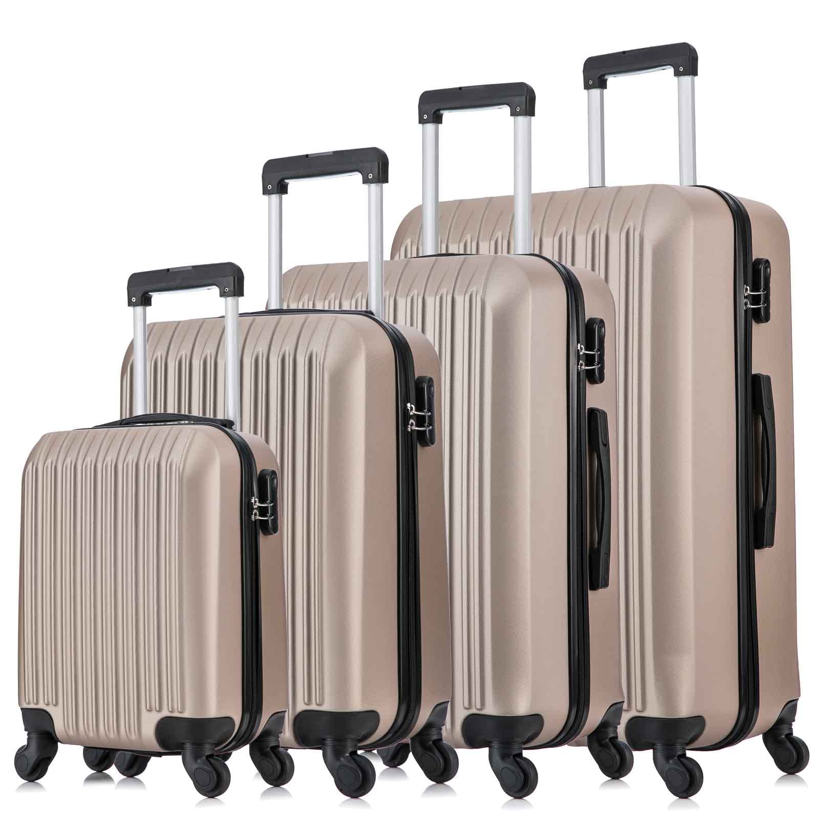 Fridtrip 4 Piece Luggage Sets Hard Shell Lightweight ABS Luggage Suitcase with Durable Spinner Wheels 16" 20" 24" 28" (Champagne Gold)