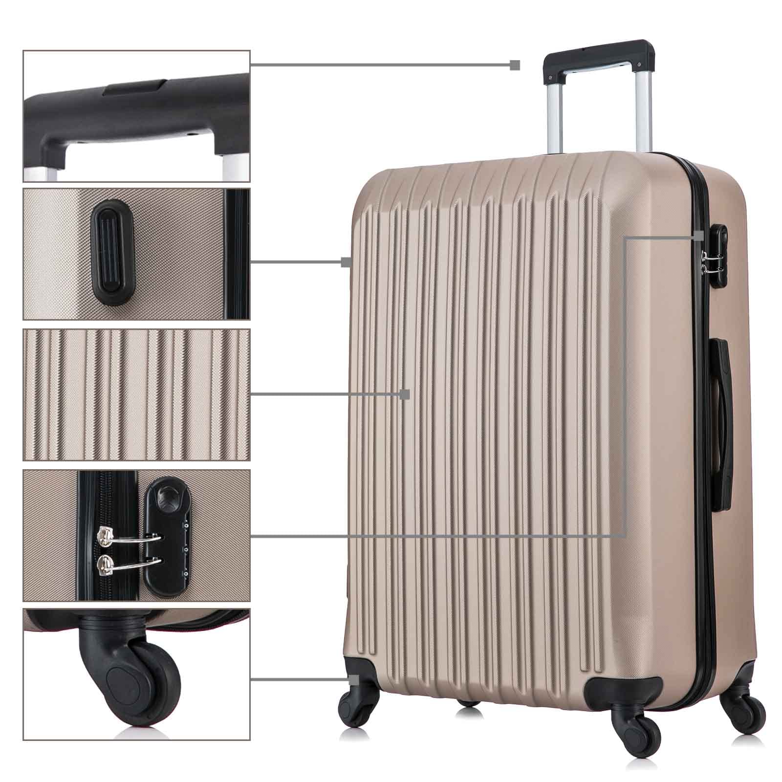 Fridtrip 4 Piece Luggage Sets Hard Shell Lightweight ABS Luggage Suitcase with Durable Spinner Wheels 16" 20" 24" 28" (Champagne Gold)