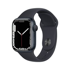 apple watch series 7 (gps, 41mm) midnight aluminum case with midnight sport band, regular (renewed)