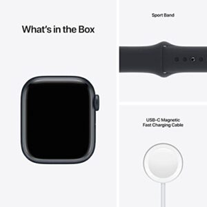 Apple Watch Series 7 (GPS, 41mm) Midnight Aluminum Case with Midnight Sport Band, Regular (Renewed)