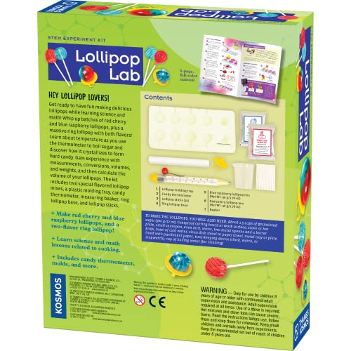 Thames & Kosmos Lollipop Lab | STEM Experiment & Activity Kit | Make Yummy Red Cherry and Blue Raspberry Lollipops & Ring Lollipops! | Explore Chemistry & Math | includes Real Candy Thermometer