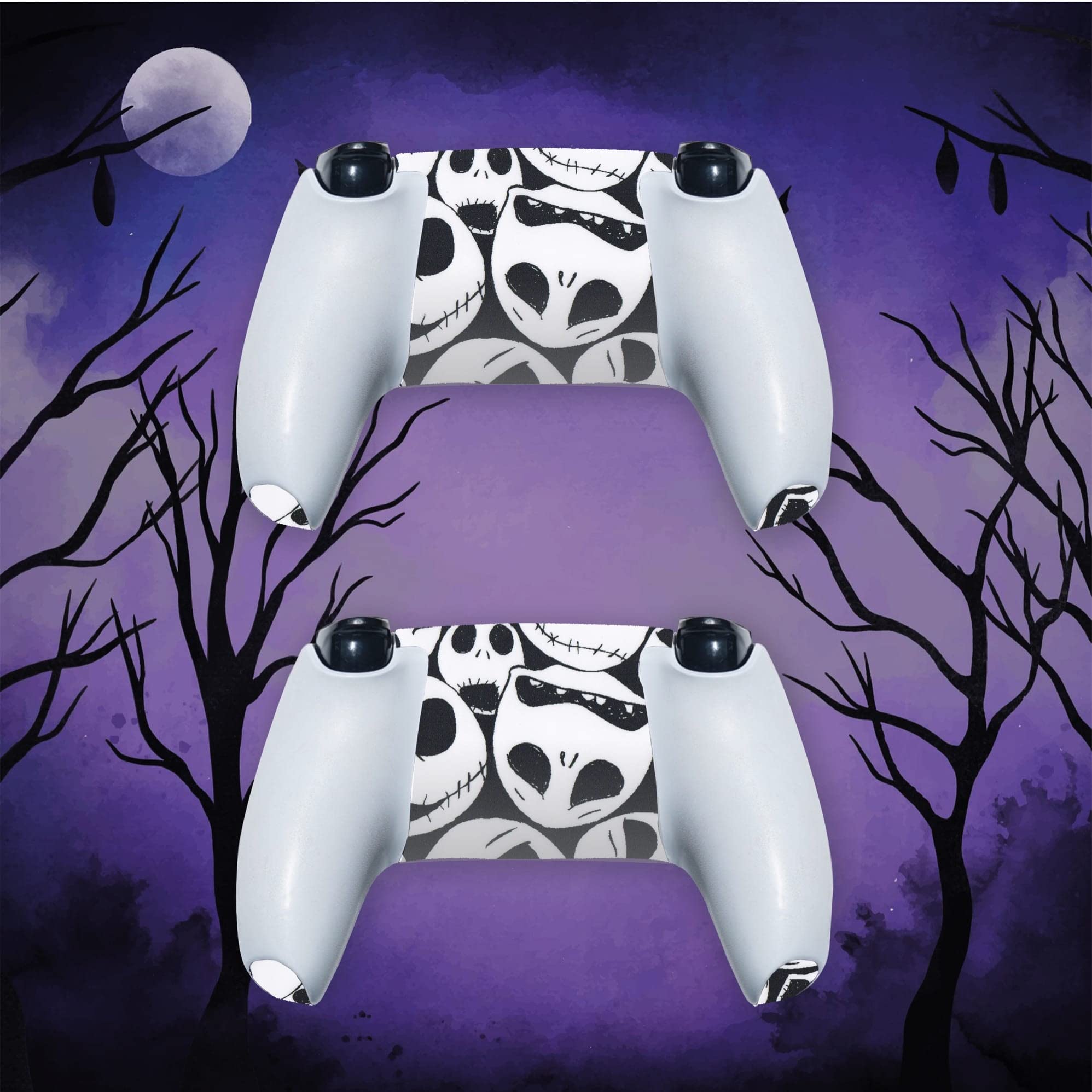 BelugaDesign PS5 Skulls Skin | Gothic Halloween Christmas Nightmare Vinyl Cover Wrap Sticker Full Set Console Controller | Compatible with Sony Playstation 5 (PS5 Regular Disc, White Black)