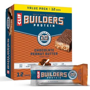 clif builders - chocolate peanut butter flavor - protein bars - gluten-free - non-gmo - low glycemic - 20g protein - 2.4 oz. (12 pack)