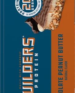 CLIF Builders - Chocolate Peanut Butter Flavor - Protein Bars - Gluten-Free - Non-GMO - Low Glycemic - 20g Protein - 2.4 oz. (12 Pack)