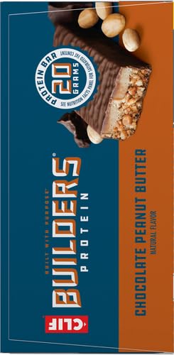 CLIF Builders - Chocolate Peanut Butter Flavor - Protein Bars - Gluten-Free - Non-GMO - Low Glycemic - 20g Protein - 2.4 oz. (12 Pack)