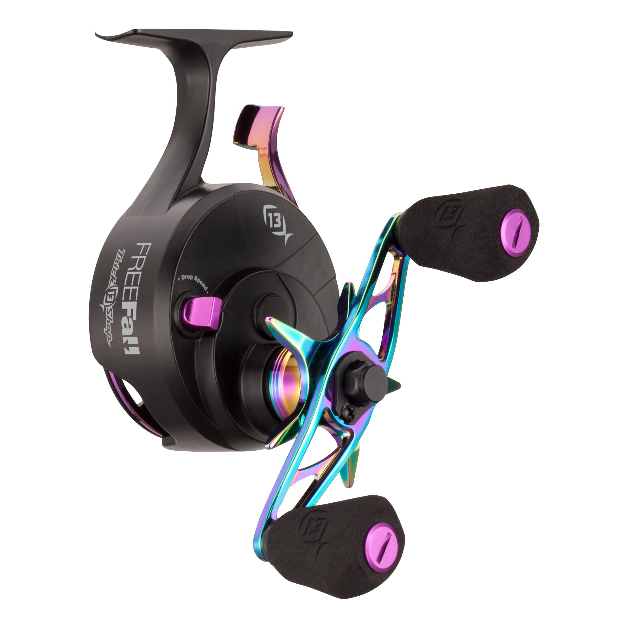 13 FISHING - Freefall Carbon - Trick Shop Edition 2022 - Inline Ice Fishing Reel - 2.5:1 Gear Ratio - Right Hand Retrieve - BBCFFTS222.5-RH