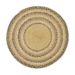 VHC Brands Kettle Grove Table Mat- Pot Holder- Woven Jute Trivet, 15" Round, Stencil Star