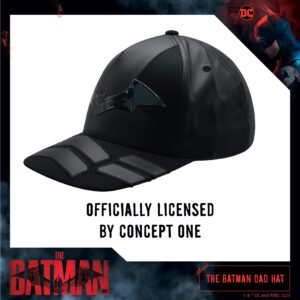 DC Comics The Batman Dad Hat, Armor Design Adult Baseball Cap with Flat Brim, Black, One Size