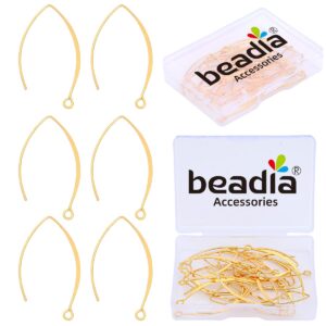 BEADIA 18K Gold Plated Earring Hooks U Shape 15x38mm 20pcs for Jewelry Making Findings