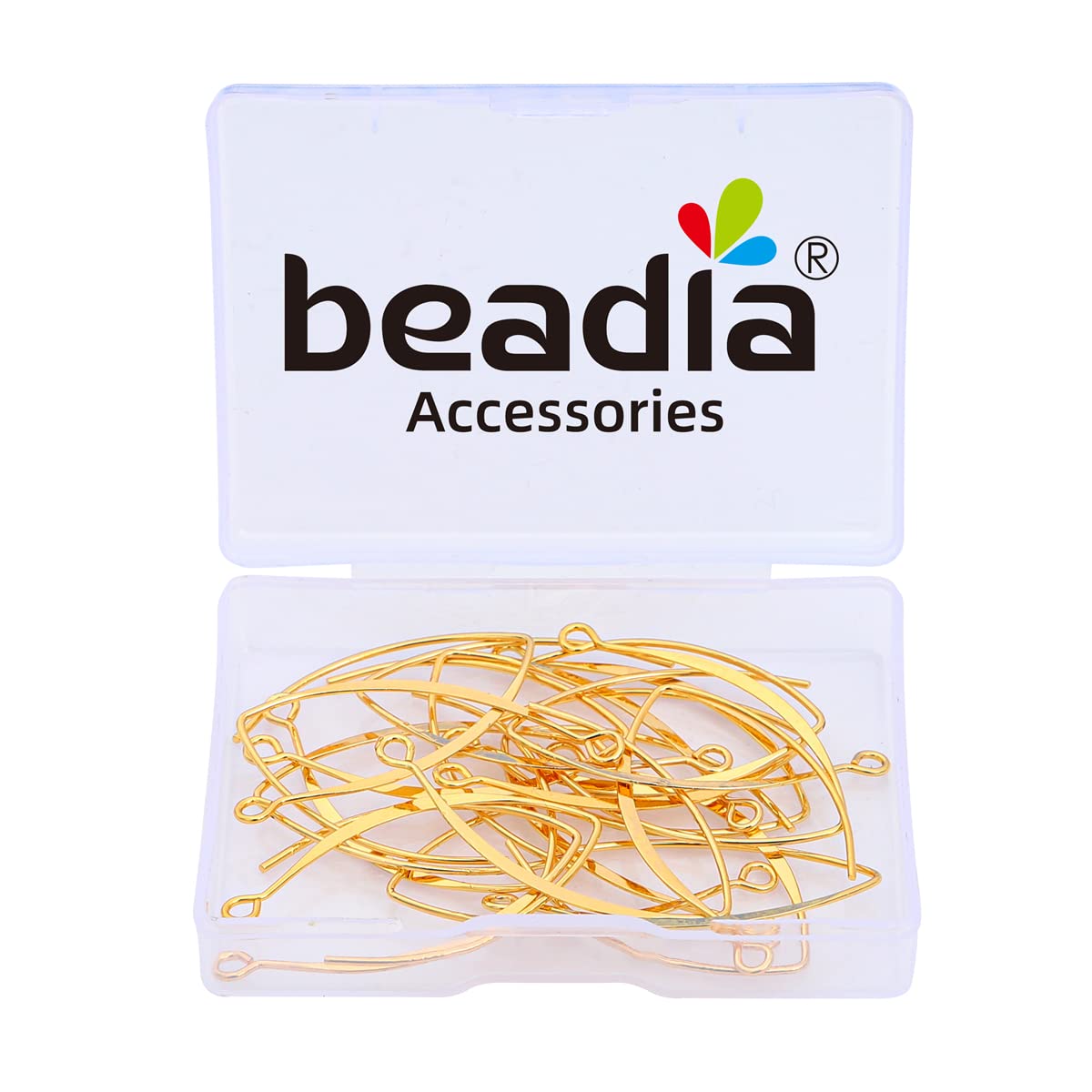 BEADIA 18K Gold Plated Earring Hooks U Shape 15x38mm 20pcs for Jewelry Making Findings