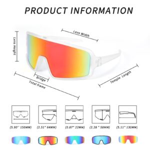 WANWAN Men and Women's Sunglasses, Cycling Sports Glasses 80s Baseball Glasses for Youth Kids Teens