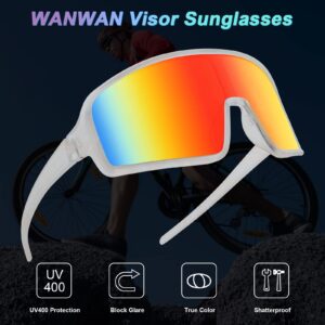 WANWAN Men and Women's Sunglasses, Cycling Sports Glasses 80s Baseball Glasses for Youth Kids Teens