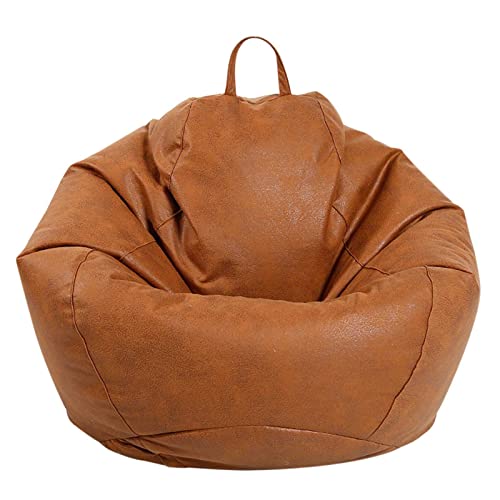 BJYX Bean Bag Sofa Cover Without Filler, PU Leather Home Leisure Single Couch Living Room Bedroom Beanbag Chair Lazy Lounger Cover, 60X70CM