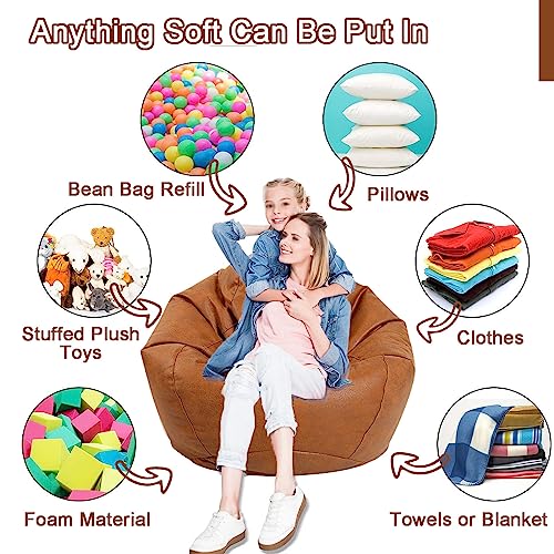 BJYX Bean Bag Sofa Cover Without Filler, PU Leather Home Leisure Single Couch Living Room Bedroom Beanbag Chair Lazy Lounger Cover, 60X70CM