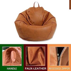 BJYX Bean Bag Sofa Cover Without Filler, PU Leather Home Leisure Single Couch Living Room Bedroom Beanbag Chair Lazy Lounger Cover, 60X70CM