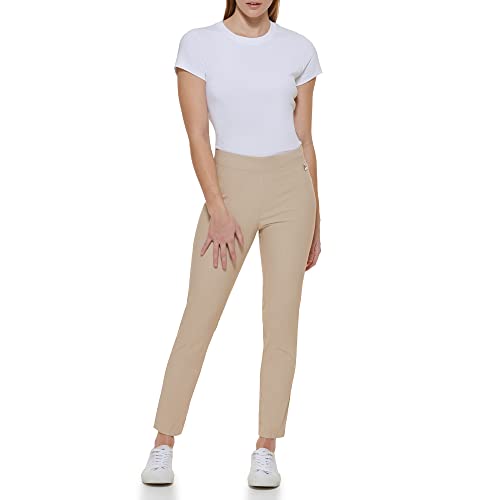 Calvin Klein Women's Everyday Ponte Fitted Pants, Latte, Large