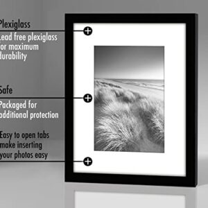 Americanflat 8x10 Picture Frame with Polished Plexiglass - Set of 5 - Use as 5x7 Frame with Mat or 8x10 Frame Without Mat - Galleria Collection - Gallery Frames for Tabletop and Wall Display - Black