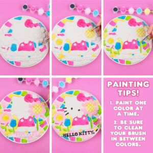 Sanrio Hello Kitty Paint Your Own Stepping Stone, Includes 7” 6 Paints & 1 Paintbrush, Cute Gifts for Kids Teens Girls Adults