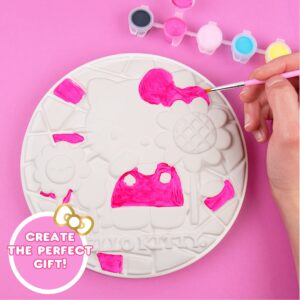 Sanrio Hello Kitty Paint Your Own Stepping Stone, Includes 7” 6 Paints & 1 Paintbrush, Cute Gifts for Kids Teens Girls Adults