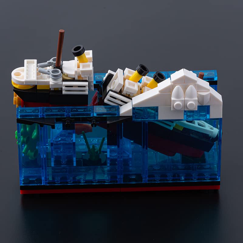 MIKEMENG 247pcs MOC RMS Cruise Sank Titanic Break in Half Toy Building BlocksWith Case Building Blocks Ship Boat Kits Model Construcrion Sets…