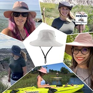 Mukeyo Womens Summer Sun Hat Wide Brim Outdoor UV Protection Hat Foldable Ponytail Bucket Cap for Beach Fishing Hiking Pure Beige