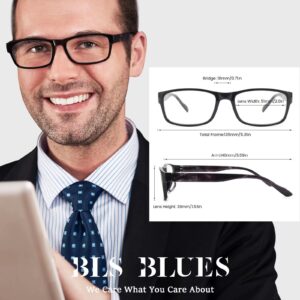 BLS BLUES Reading Glasses for Women/Men Blue Light Blocking, Computer Readers Anti Migraine/Eye Strain Blocker Eyeglasses 6 Packs with Soft Case (Mix2 1.5)