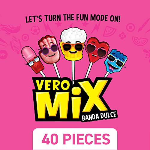 Vero Mix Banda Dulce Assorted Sweet Lollipops, Artificially Flavored, 1 Pound 4.31 Ounces, 40 Count Bag