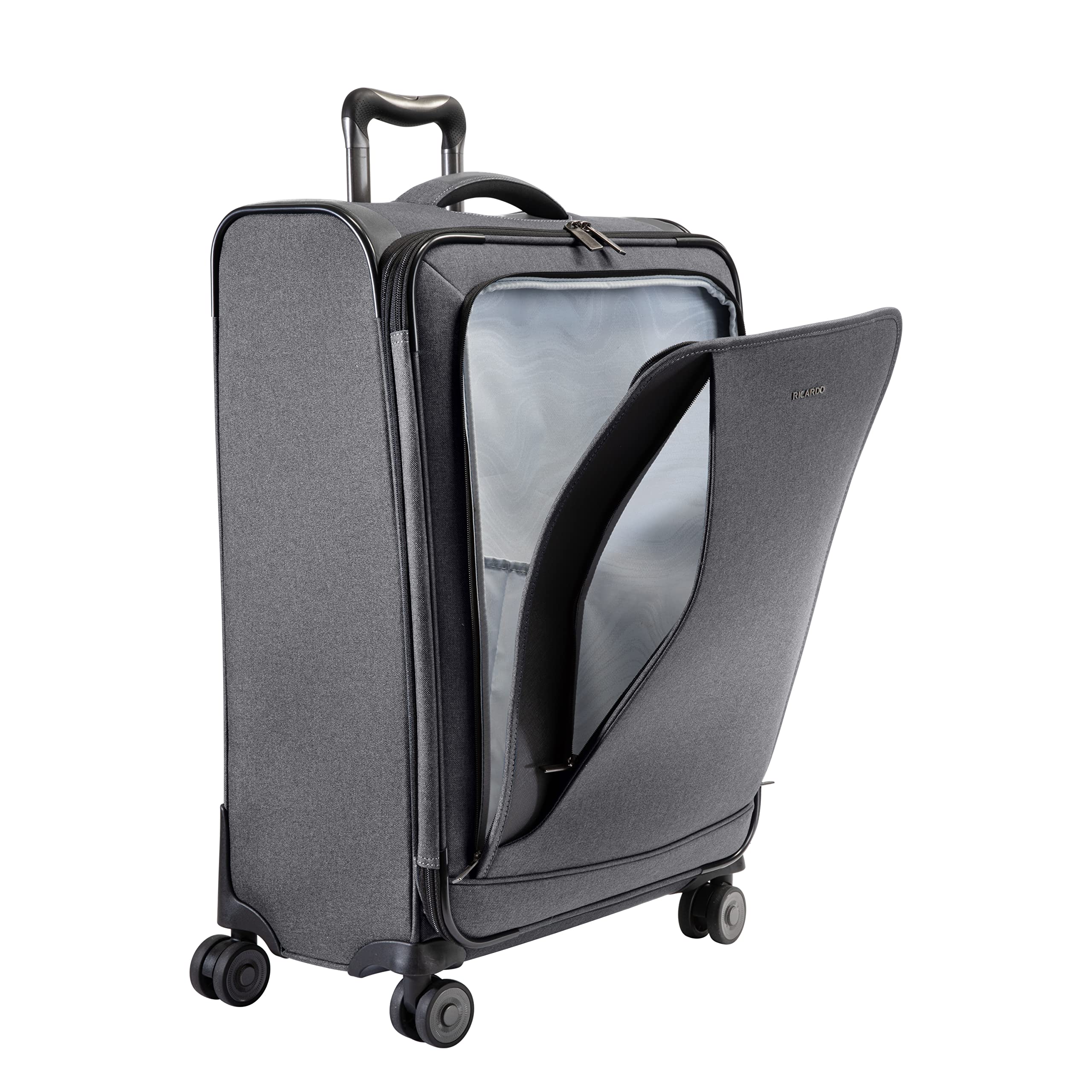 Ricardo Beverly Hills Malibu Bay 3.0 Softside, 4 Wheel Spinner, Lightweight Suitcase, Unisex, Stylish, Gray, Carry-On 20-Inch