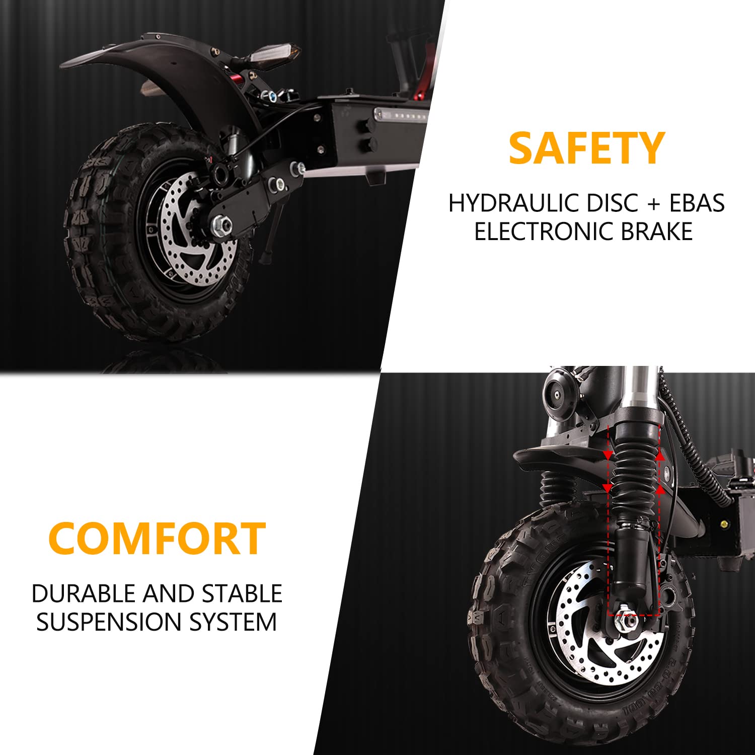 35AH 5600W Electric Scooter Adults 50 MPH Off Road Sport Scooter with Seat,60V Dual Drive 56 Miles Range 11" Off Road Tires,Heavy Duty 440 LBS Load Dual Braking System & Dual 2 Chargers