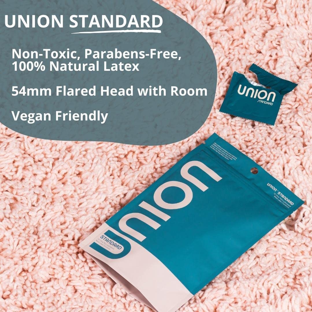 UNION Standard Premium Ultra-Thin Condoms 12 Count, Flared Head, Natural, Non-Toxic, Vegan, 54mm, Medium Size