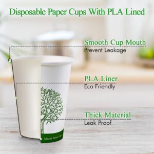 ECOLipak [210 Count] 16 oz Compostable Cups, Biodegradable Disposable Paper Cups with PLA Lined, Eco-friendly Paper Coffee Cups for Party, Picnic,Travel,and Events