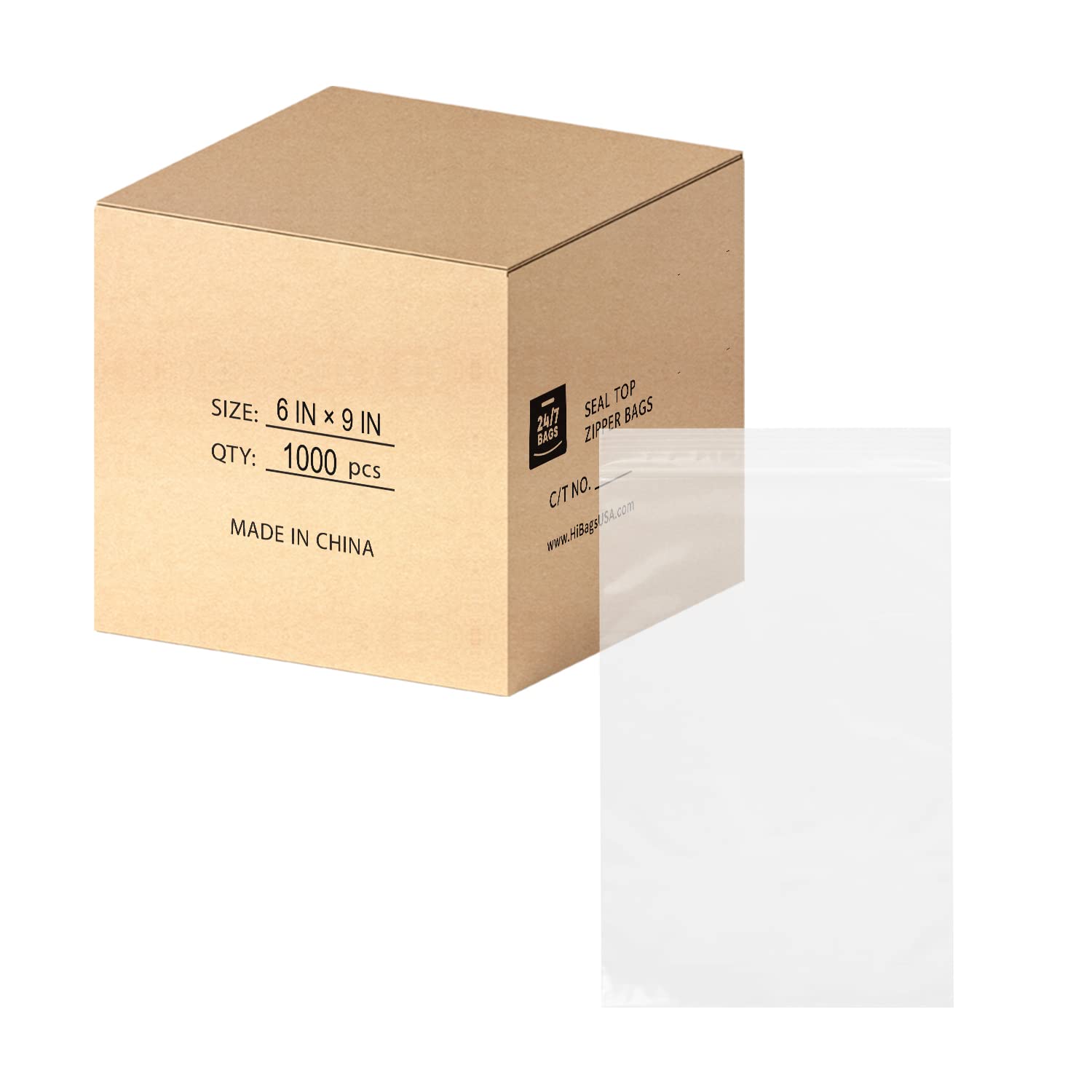 6" X 9" (1000 Bags) 2 Mil Clear Reclosable Zip Plastic Poly Bags, Quart with Resealable Lock Seal Zipper