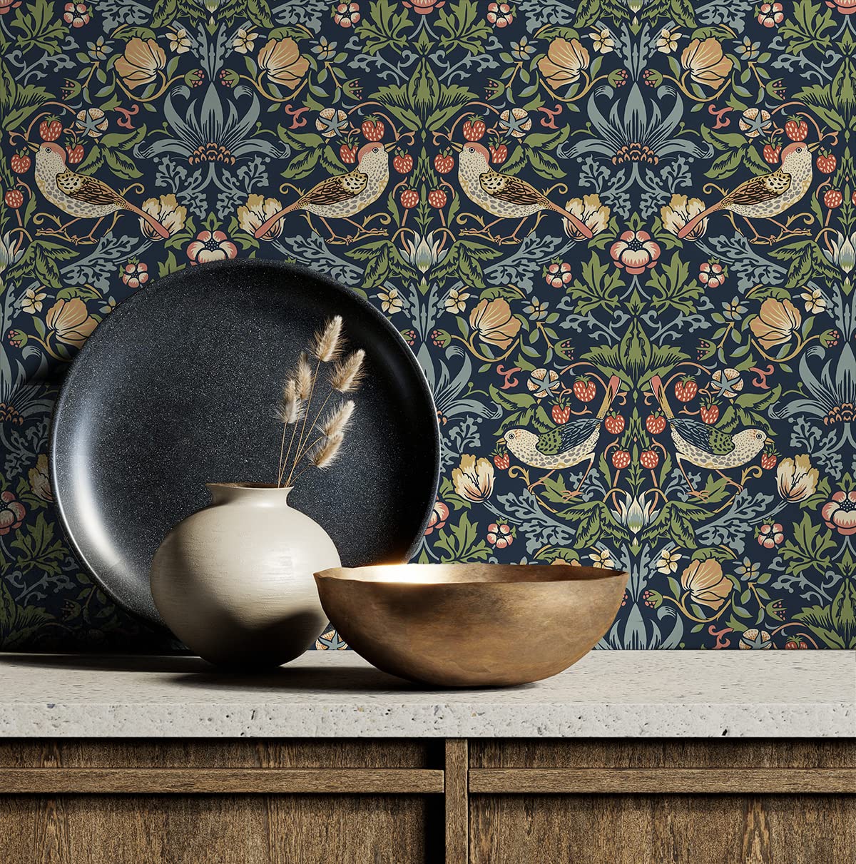 NextWall Aves Garden Peel and Stick Wallpaper (Midnight Blue)