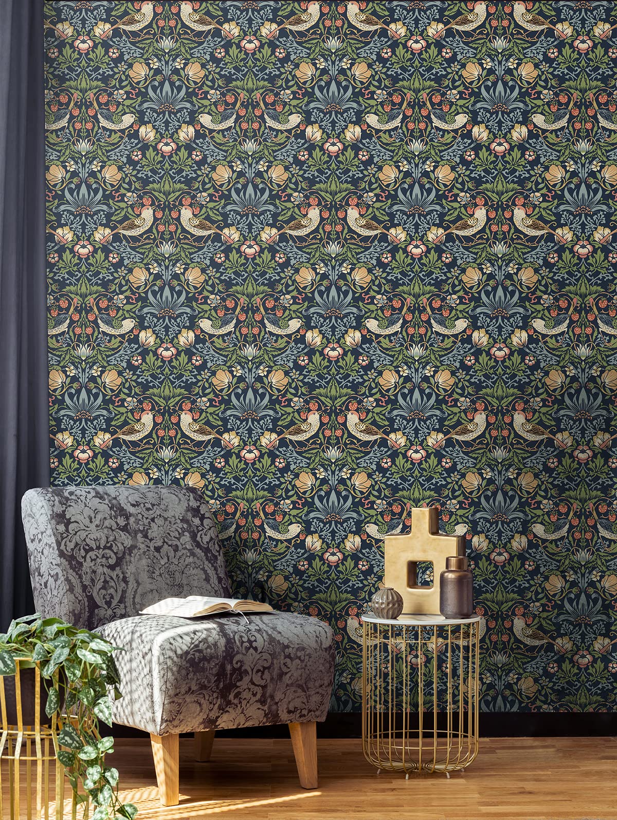 NextWall Aves Garden Peel and Stick Wallpaper (Midnight Blue)