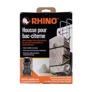 Camco Rhino RV Tote Tank Cover - Fits Tote Tanks Up to 45" (L) x 25" (W) x 14" (H) - Compatible w/28 & 36-Gallon Rhino Tote Tanks (39004 & 39006) - Gray, Nylon (39019)