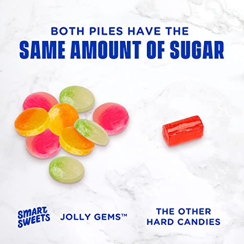 SmartSweets Jolly Gems Easter Candy, 2.5oz, Green Apple, Peach, & Pink Lemonade Flavors, Hard Candy With Low Sugar, Low Calorie, Free From Sugar Alcohols, No Artificial Colors Or Sweeteners