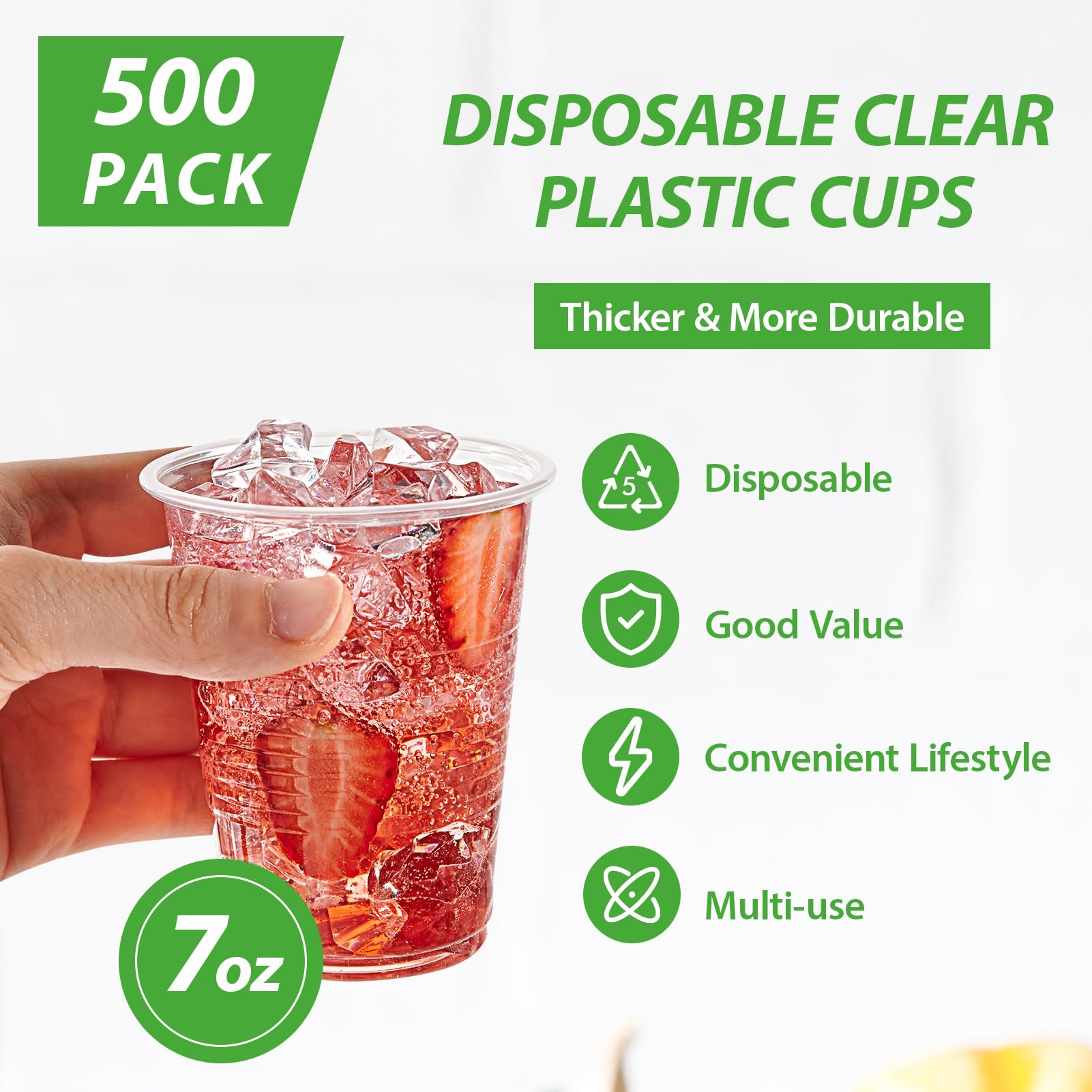 Lilymicky 500 Pack 7 oz Clear Plastic Cups, Disposable Drinking Cups, Plastic Party Cups for Birthday Parties, Picnics, Ceremonies, and any Events