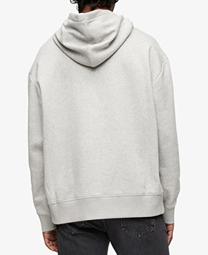 Calvin Klein Men's Relaxed Fit Monogram Logo Fleece Hoodie, Heroic Grey Heather, XX-Large