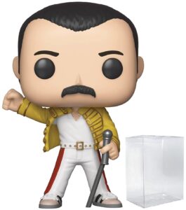 pop queen - freddie [mercury] wembley 1986 funko pop! vinyl figure (bundled with compatible pop box protector case), multicolored, 3.75 inches