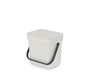 brabantia sort & go food trash can (0.8 gal/light gray) small countertop kitchen compost caddy with handle & removable lid, easy clean